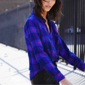 EUC - Rails Blue Ultraviolet Hunter Plaid Long Sleeve Checks Bright Button-down